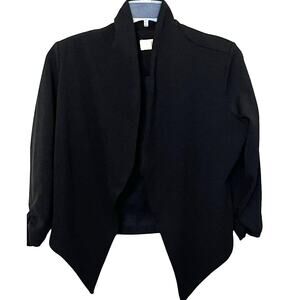 HYBRID & CO. LONG SLEEVE OPEN-FRONT JACKET, WOMENS, XL, BLACK, DRESSY